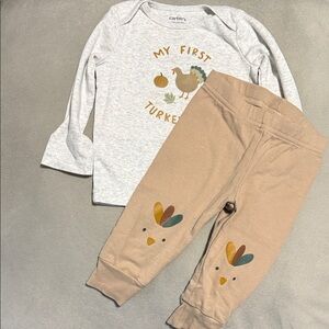 Carter's Gray and Tan My First Turkey Set